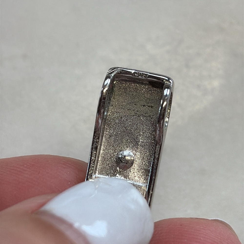 Sterling Silver Pendant with Green Lucite, crystal, etc - Picture 4 of 6